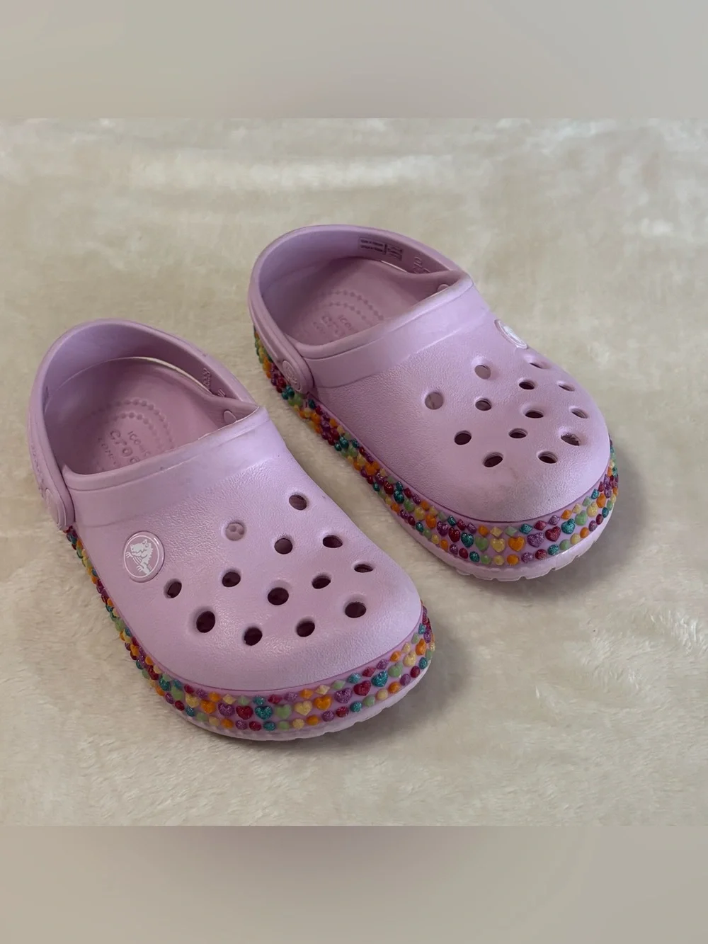 Crocs Girls Pink Crocbands Gem Band Clogs Size C10